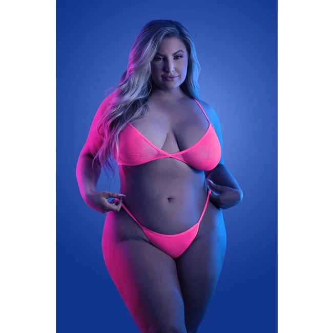 Glow Come Alive 3pc Seamle Set Neon Green & Pink Q/s - Fabric & Feel