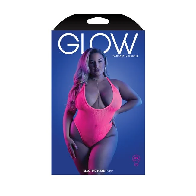 Glow Electric Haze Teddy W Thong Cut Back Neon Pink Q/s - Fit & Sizing