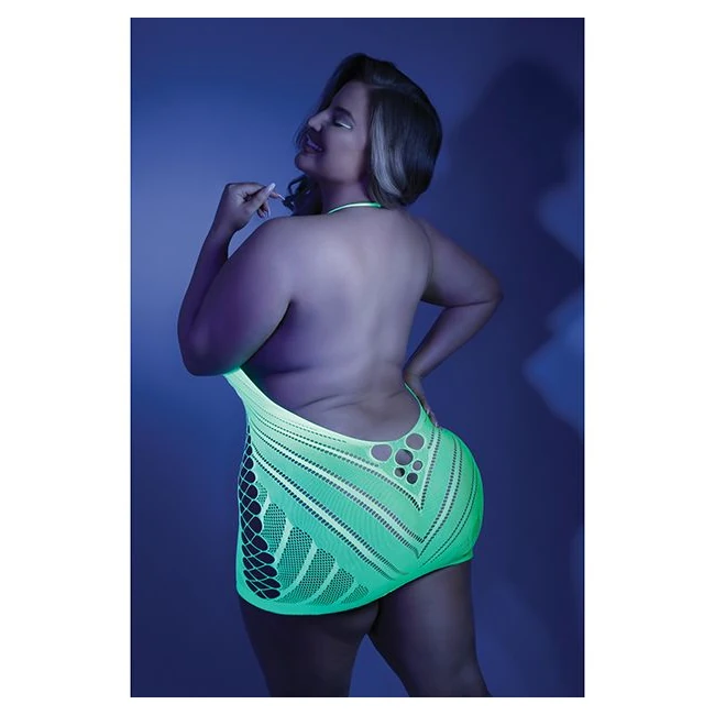 Glow Shock Value Halter Dr Neon Green Q/s - Fabric & Feel