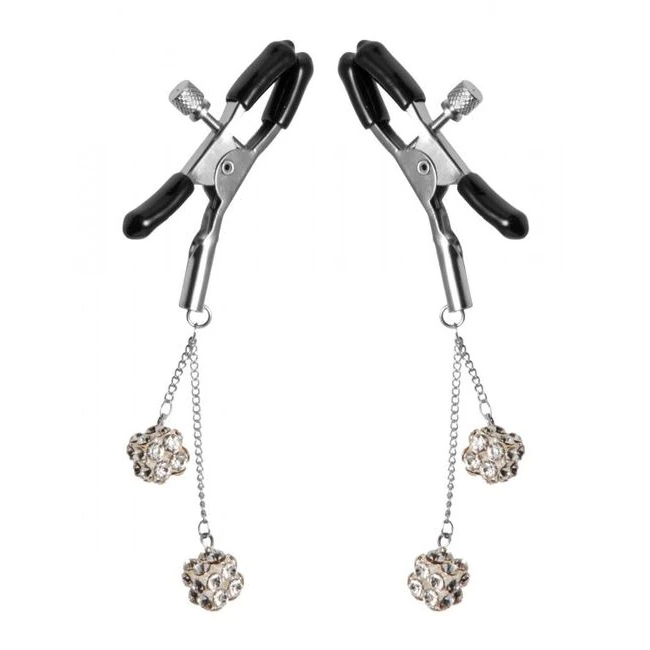 Master Series Rhinestone Nipple Clamps Square Clear - Build & Quality