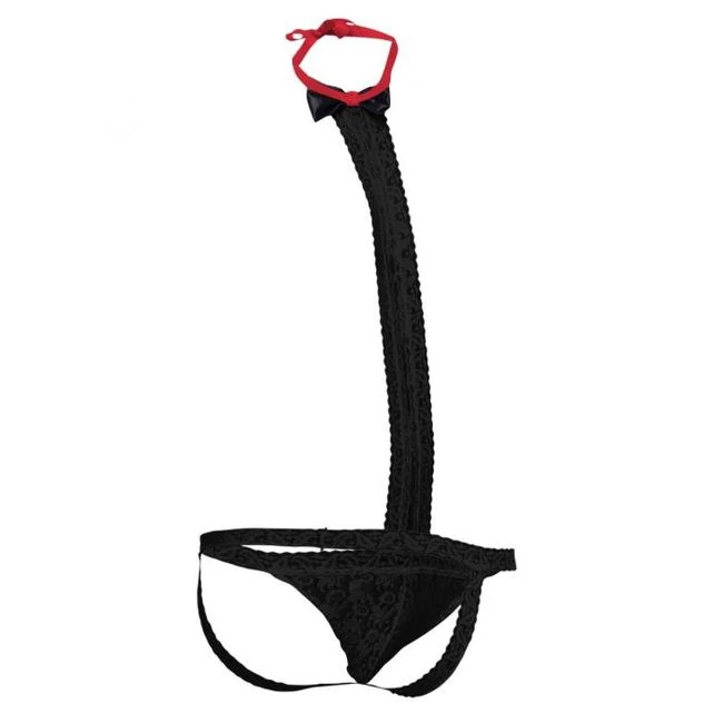 Mob Tuxedo Lace Thong Blac S/m - Fabric & Feel