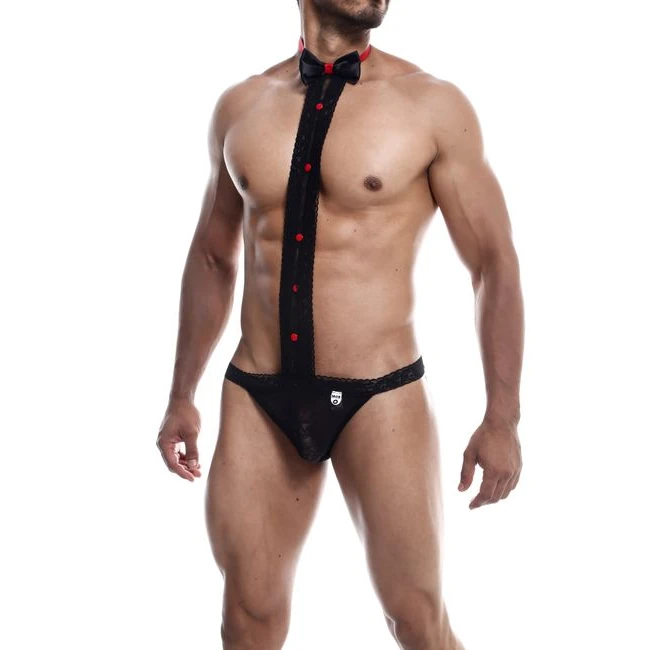 Mob Tuxedo Lace Thong Blac S/m - Design Details