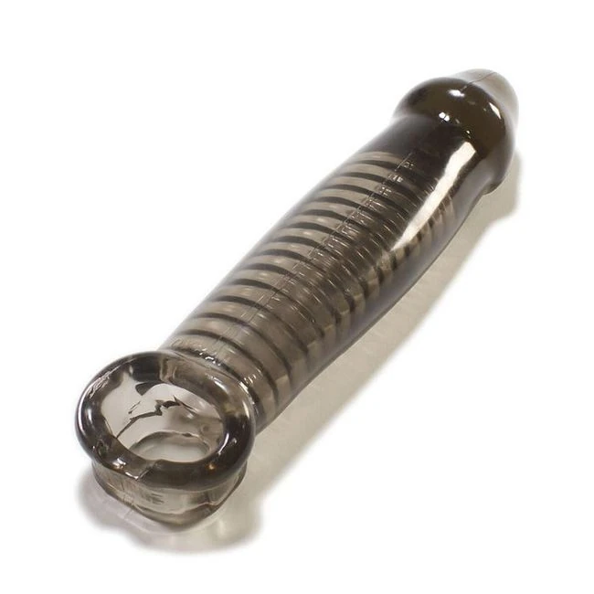 Muscle Smooth Cocksheath W/length Inset Oxballs Smoke - Internal Texture and Stimulation