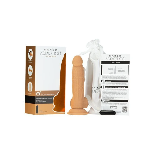 Naked Addiction 8in Dual Density Dildo Caramel - Shape & Texture
