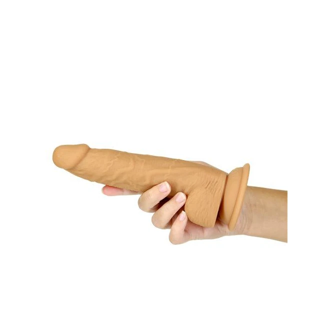 Naked Addiction 8in Dual Density Dildo Caramel - Size & Fit