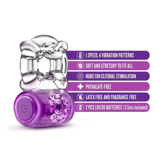 Play with Me One Night Sta Vibrating C-ring Purple - Overview