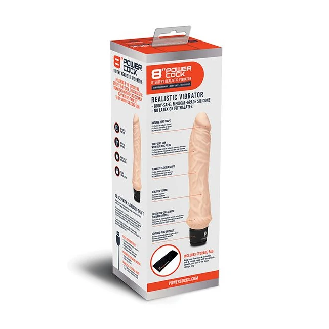 Powercocks 8in Girthy Vibr Nude - Experience Deep, Girthy Pleasure