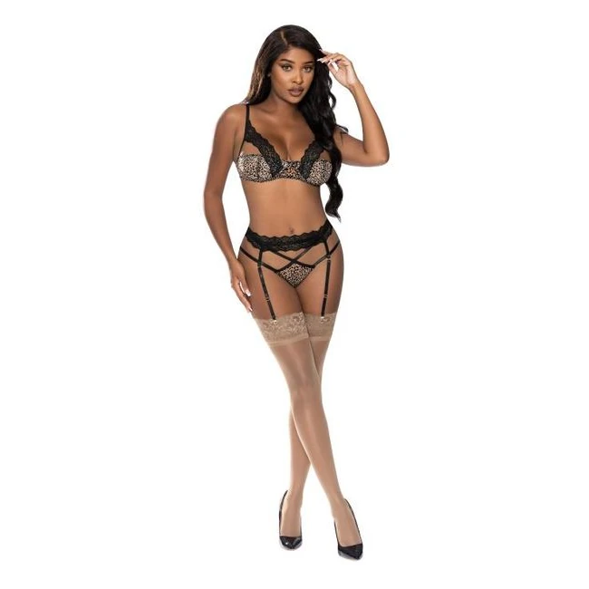 Purrfect Bra & Garter Pant Leopard L/xl - Fabric & Feel