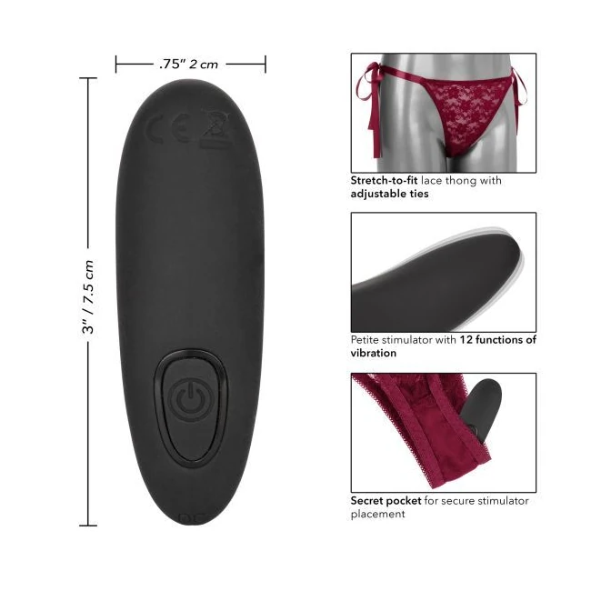 Remote Control Lace Thong Burgundy - Power & Performance