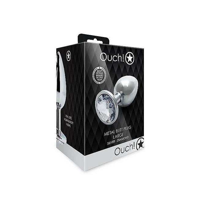 Round Gem Butt Plug Large Silver Diamond - Experience the Elegance and Power of the Round Gem Butt Plug Large Silver Diamond