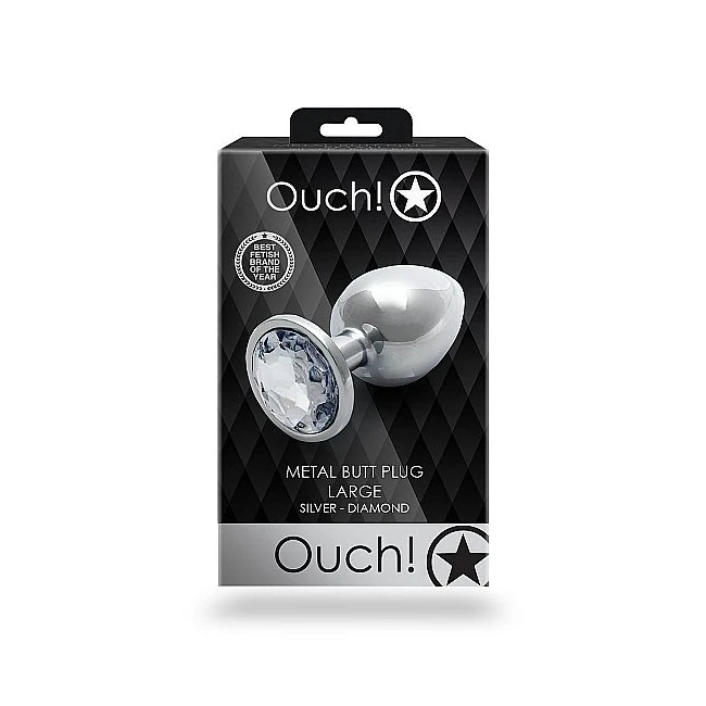 Round Gem Butt Plug Large Silver Diamond - Luxurious Design and Premium Materials