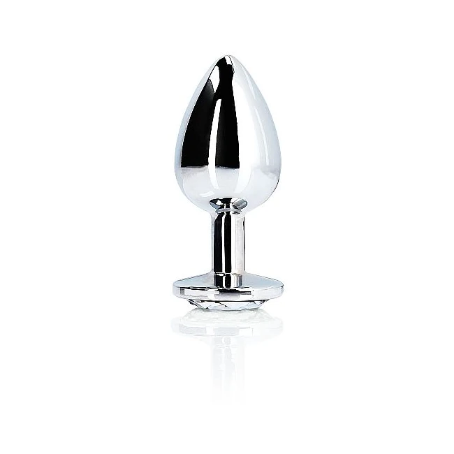 Round Gem Butt Plug Large Silver Diamond - Feel and Sensation