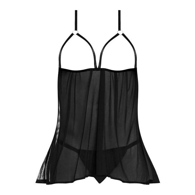Sassy Cupless Babydoll & P Set Black 2xl - Fabric & Feel