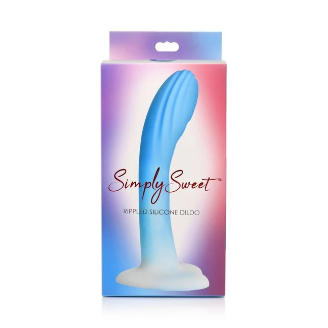 Simply Sweet Rippled Silic Dildo Blue/white - Product Overview