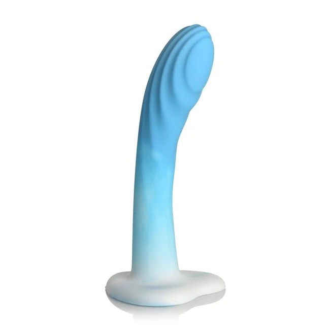 Simply Sweet Rippled Silic Dildo Blue/white - Shape & Texture