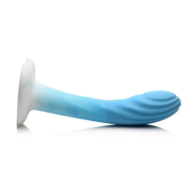 Simply Sweet Rippled Silic Dildo Blue/white - Size & Fit