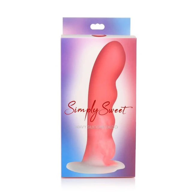 Simply Sweet Wavy Silicone Dildo Pink/white - Product Overview