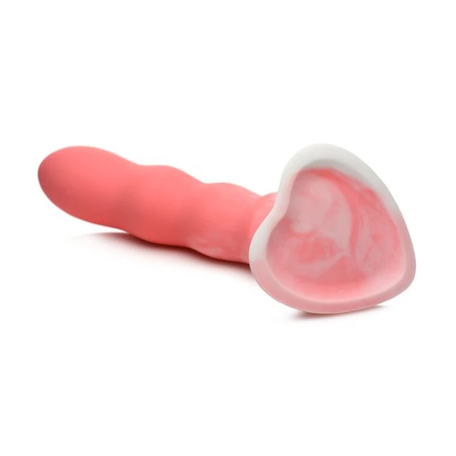 Simply Sweet Wavy Silicone Dildo Pink/white - Material & Feel
