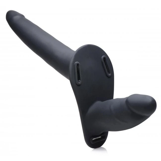 Strap U 8x Power Pegger Do Dildo Vibrating W/ Harness - Experience Dual Penetration with the Strap U 8X Power Pegger