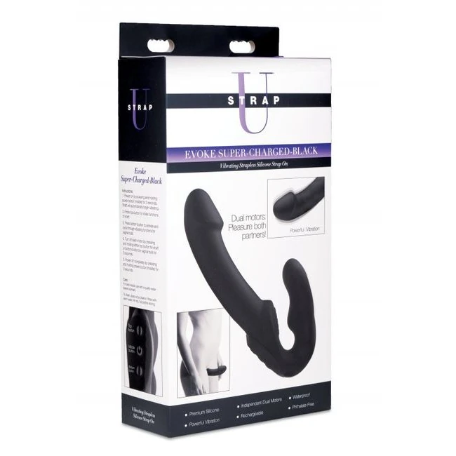 Strap U Evoke Super Charge Black Vibrating Strapless Silicone Dildo - How It Feels