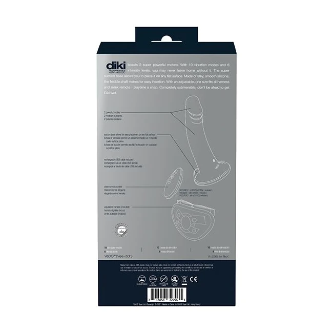 Vedo Diki Vibrating Dildo Harness Just Black - Experience the Vedo Diki Vibrating Dildo with Harness