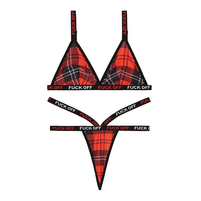 Vibes Fuck Off Bralette & Thong Set Large/xl - Vibration Modes