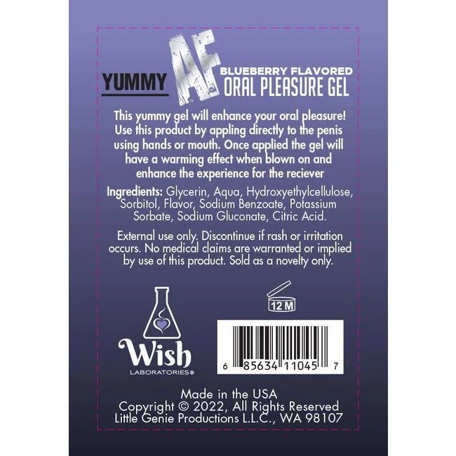 Yummy Af Oral Pleasure Gel Blueberry 2.2oz - Yummy AF Oral Pleasure Gel Blueberry - 2.2oz