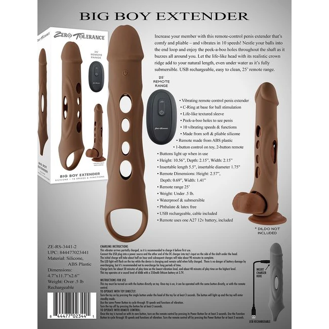 Zero Tolerance Big Boy Extender Dark - Vibration Modes and Features